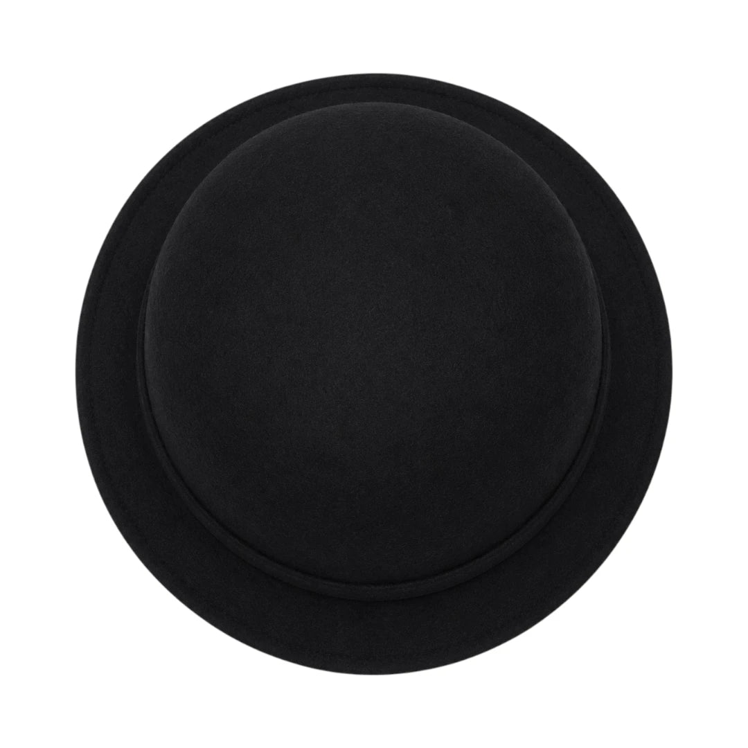 Hawaiian Hats Women's Black Wool Felt Cloche Hat with Classic Bow