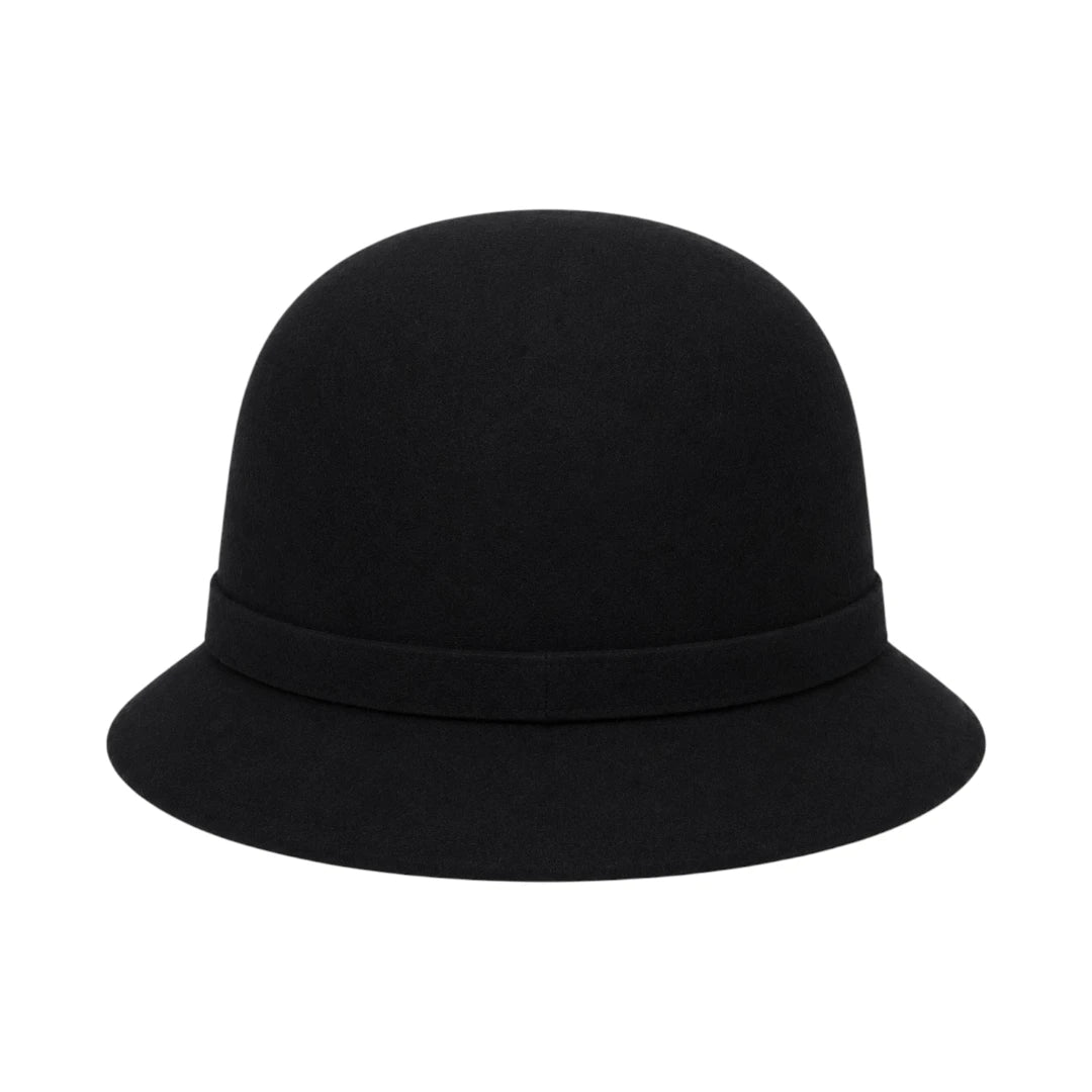 Hawaiian Hats Women's Black Wool Felt Cloche Hat with Classic Bow