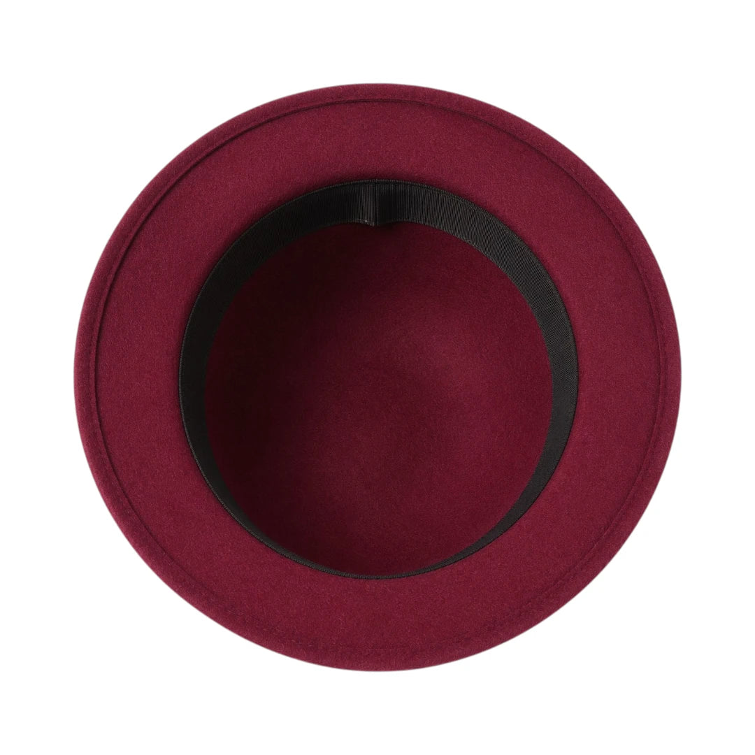 Hawaiian Hats Women's Burgundy Wool Felt Cloche Hat with Elegant Bow