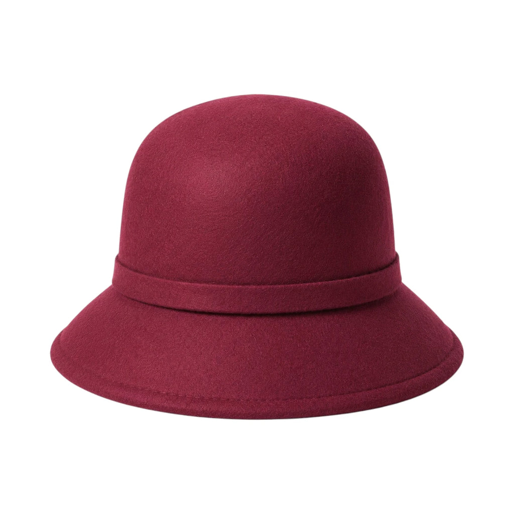 Hawaiian Hats Women's Burgundy Wool Felt Cloche Hat with Elegant Bow