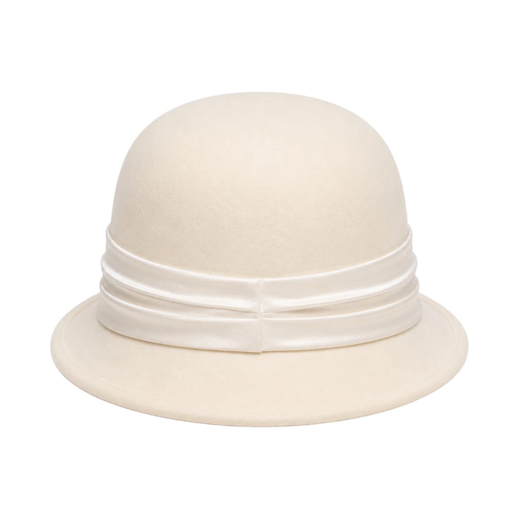 Hawaiian Hats Women's Ivory Wool Felt Cloche Hat with Pearl Accent