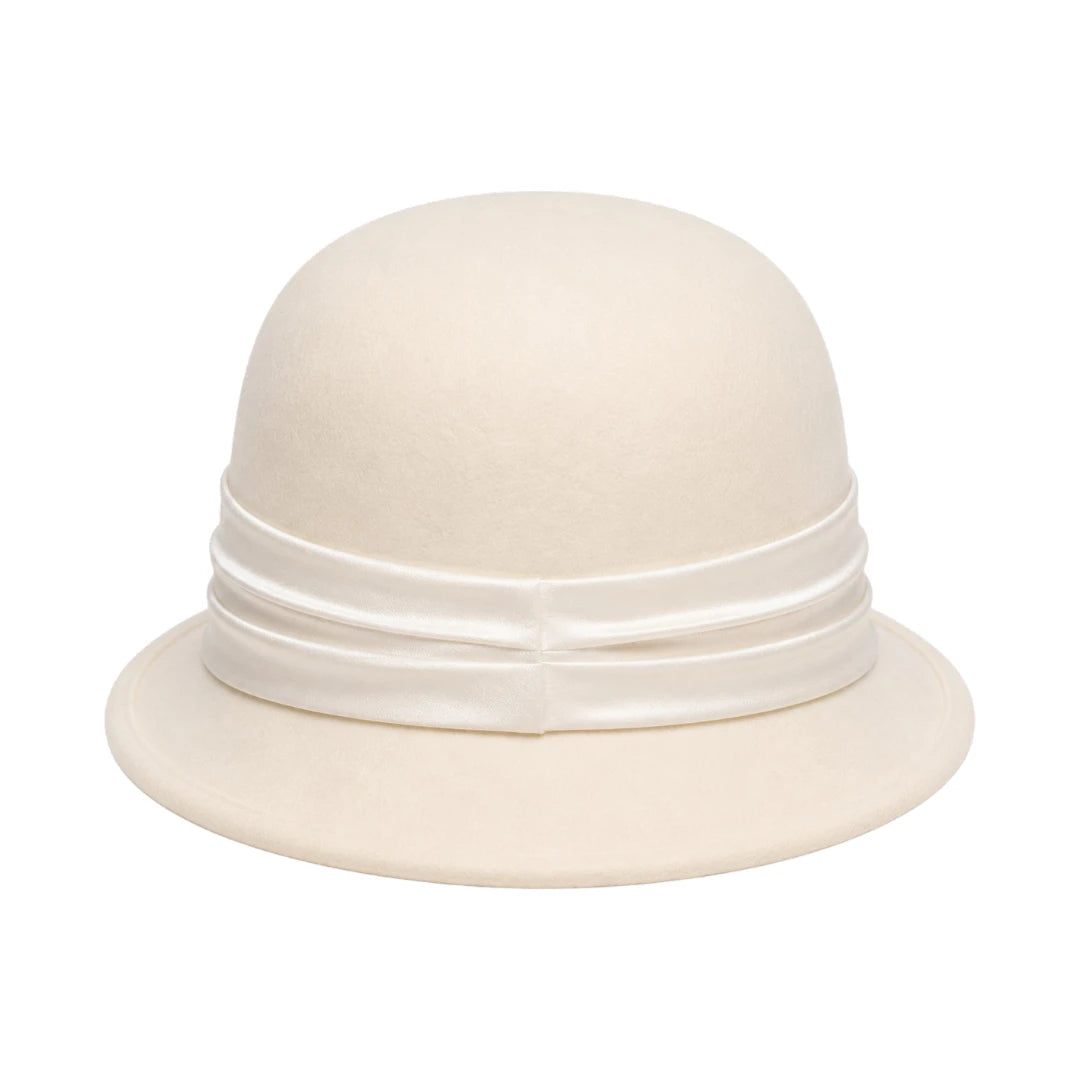 Hawaiian Hats Women's Ivory Wool Felt Cloche Hat with Pearl Accent