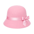 Hawaiian Hats Women's Pink Wool Felt Cloche Hat with Satin Bow