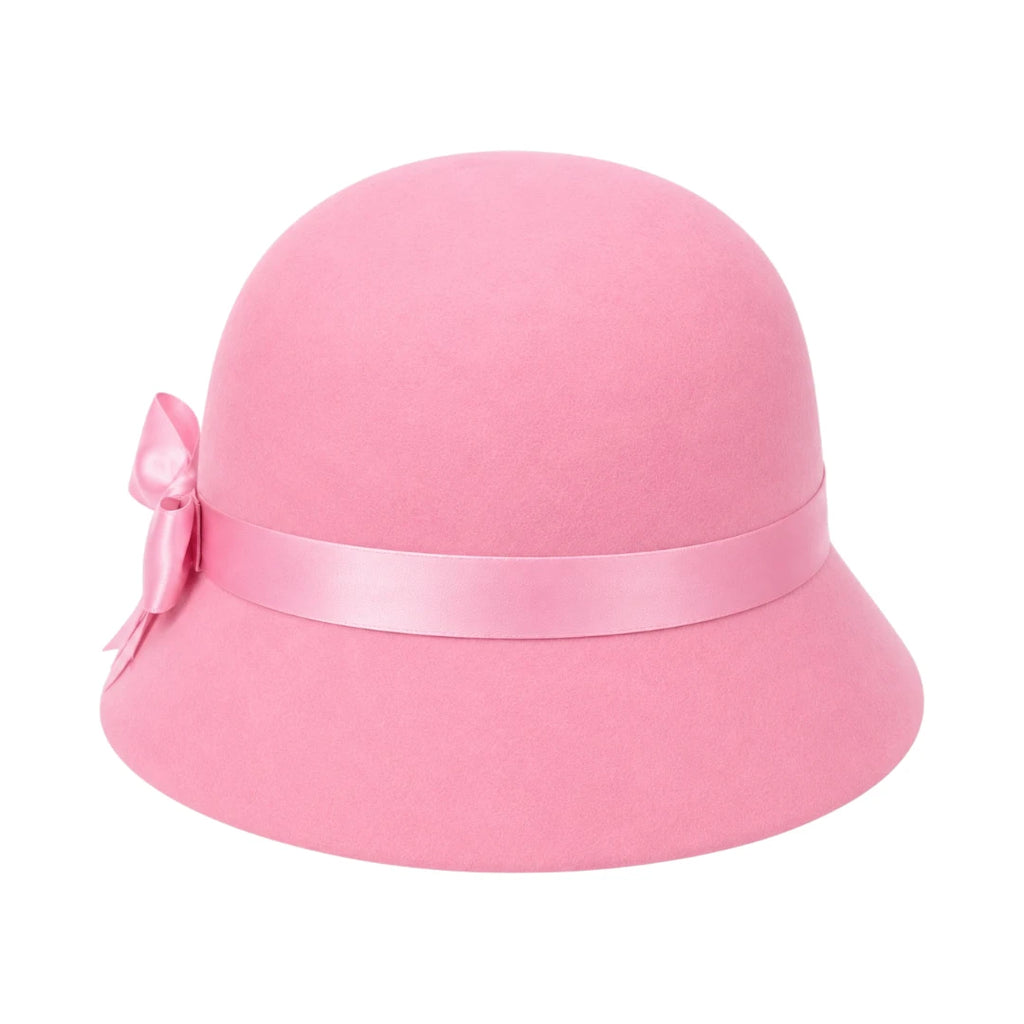 Hawaiian Hats Women's Pink Wool Felt Cloche Hat with Satin Bow