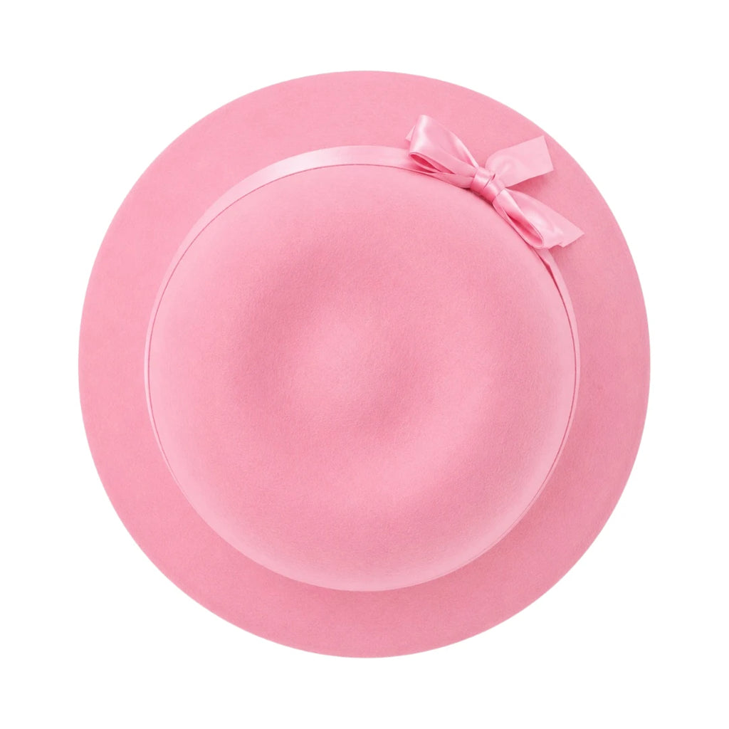 Hawaiian Hats Women's Pink Wool Felt Cloche Hat with Satin Bow