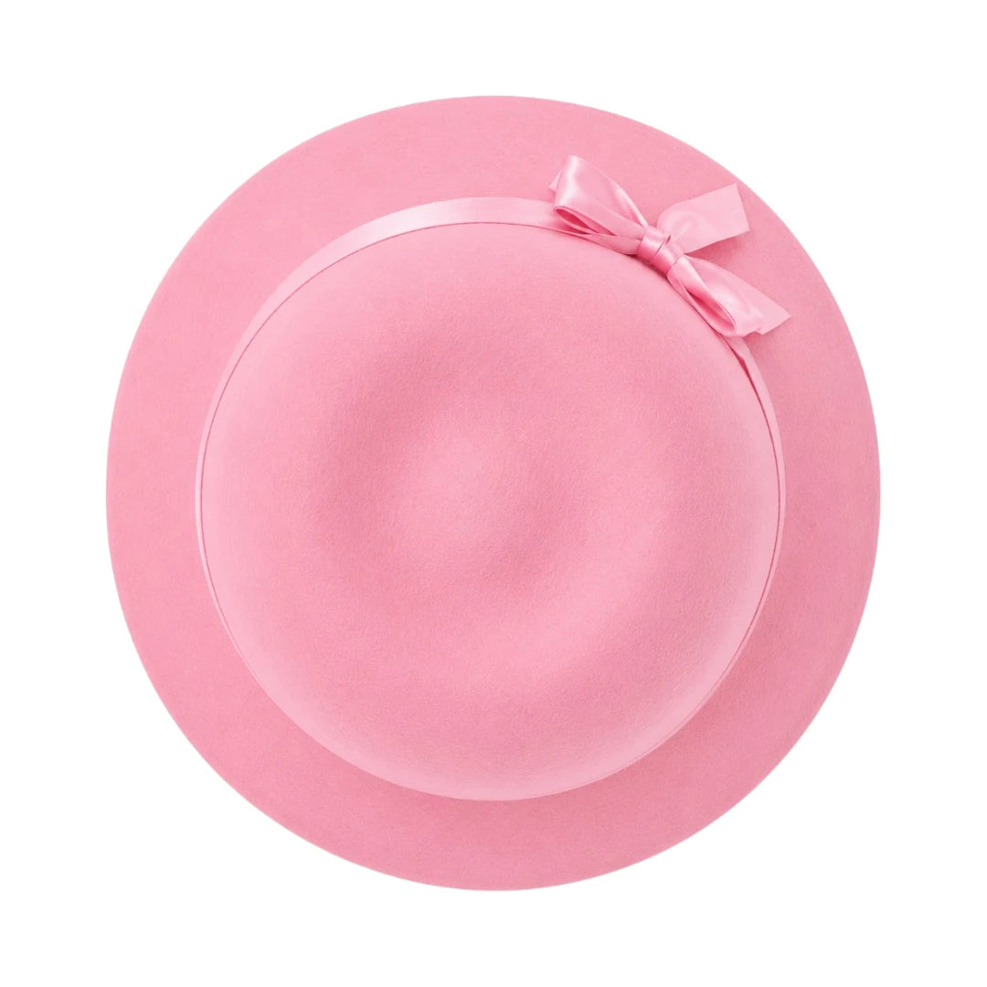 Hawaiian Hats Women's Pink Wool Felt Cloche Hat with Satin Bow