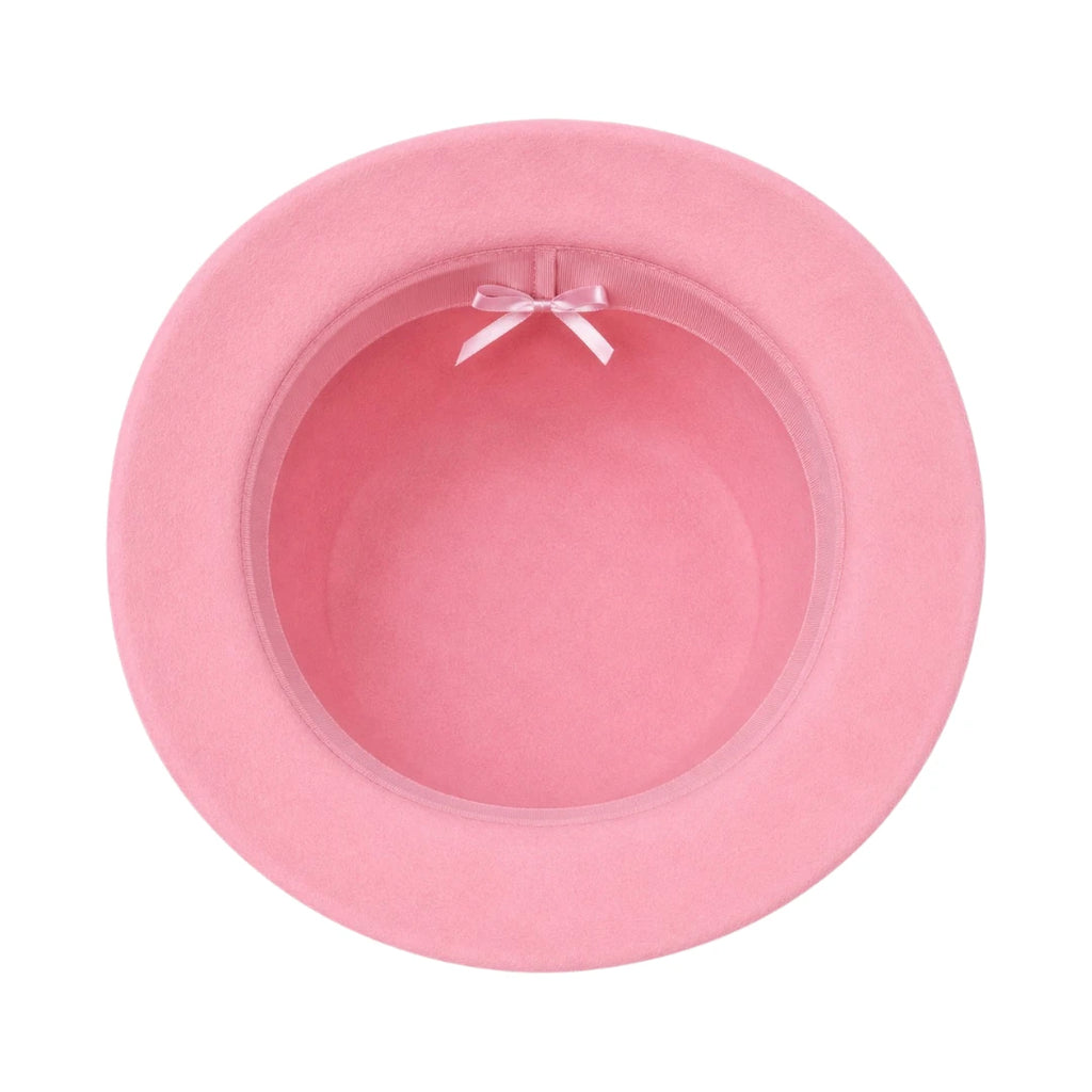 Hawaiian Hats Women's Pink Wool Felt Cloche Hat with Satin Bow
