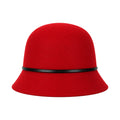 Hawaiian Hats Women's Red Wool Felt Cloche Hat with Faux Fur Bow